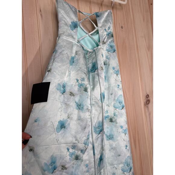 NWT Lulus Alaiya Mint Floral Strapless Lace-Up Midi Dress Banquet Gala Party XS - Picture 7 of 9